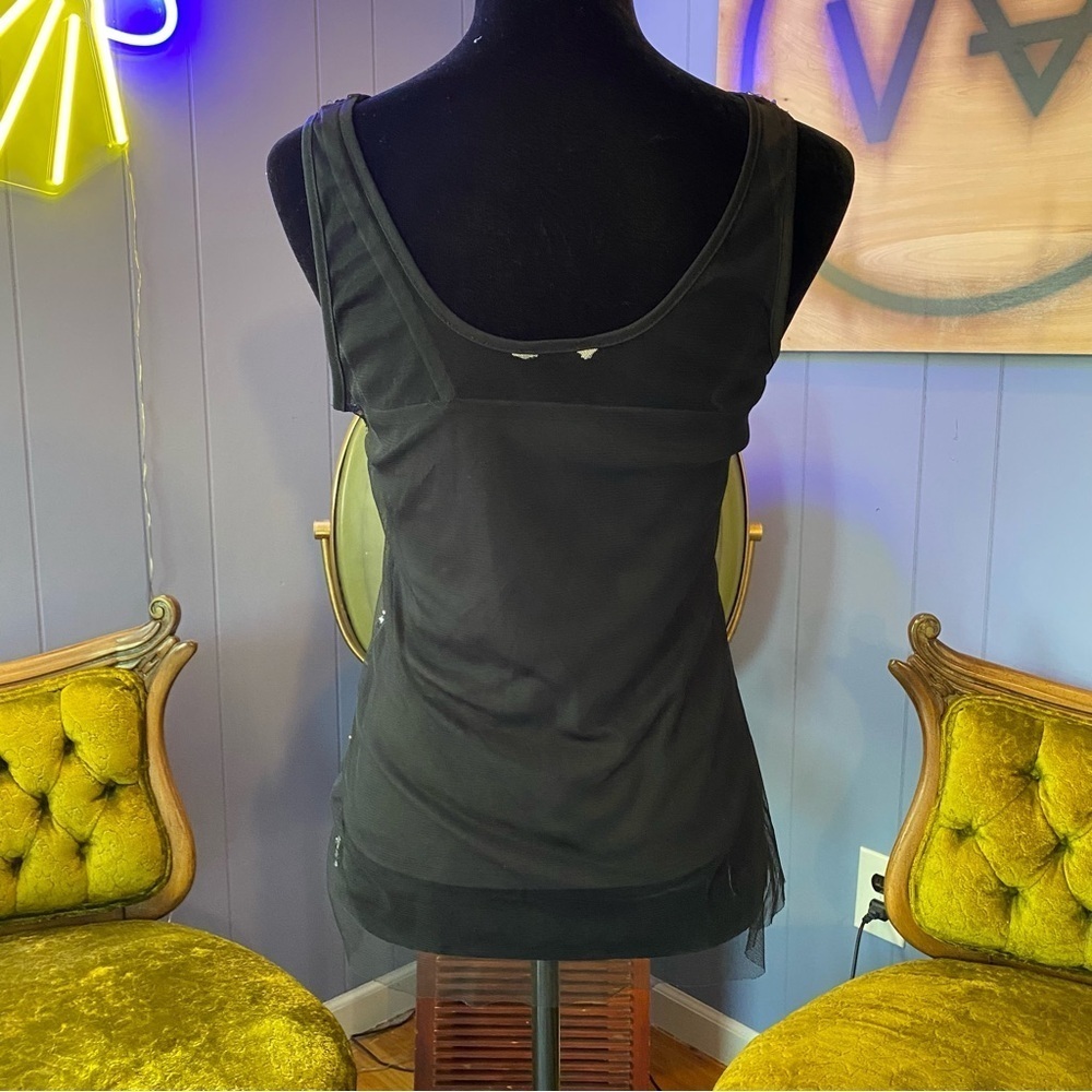 Vintage Y2K Candie’s Black Mesh Sequin Tank Top - Picture 7 of 8